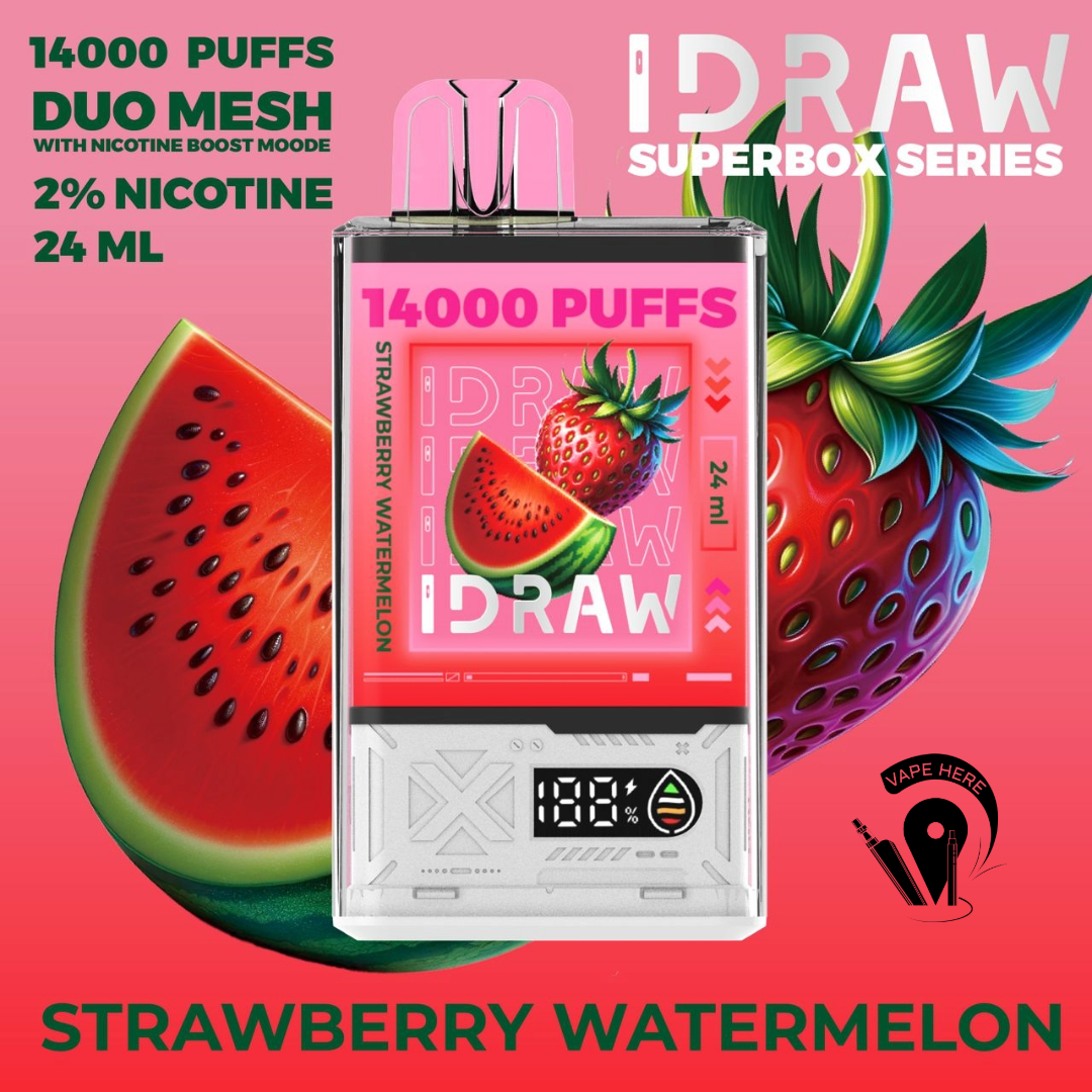 IDRAW SUPERBOX 14000 Puffs Disposable Vape Strawberry Watermelon UAE Umm Al Quwain